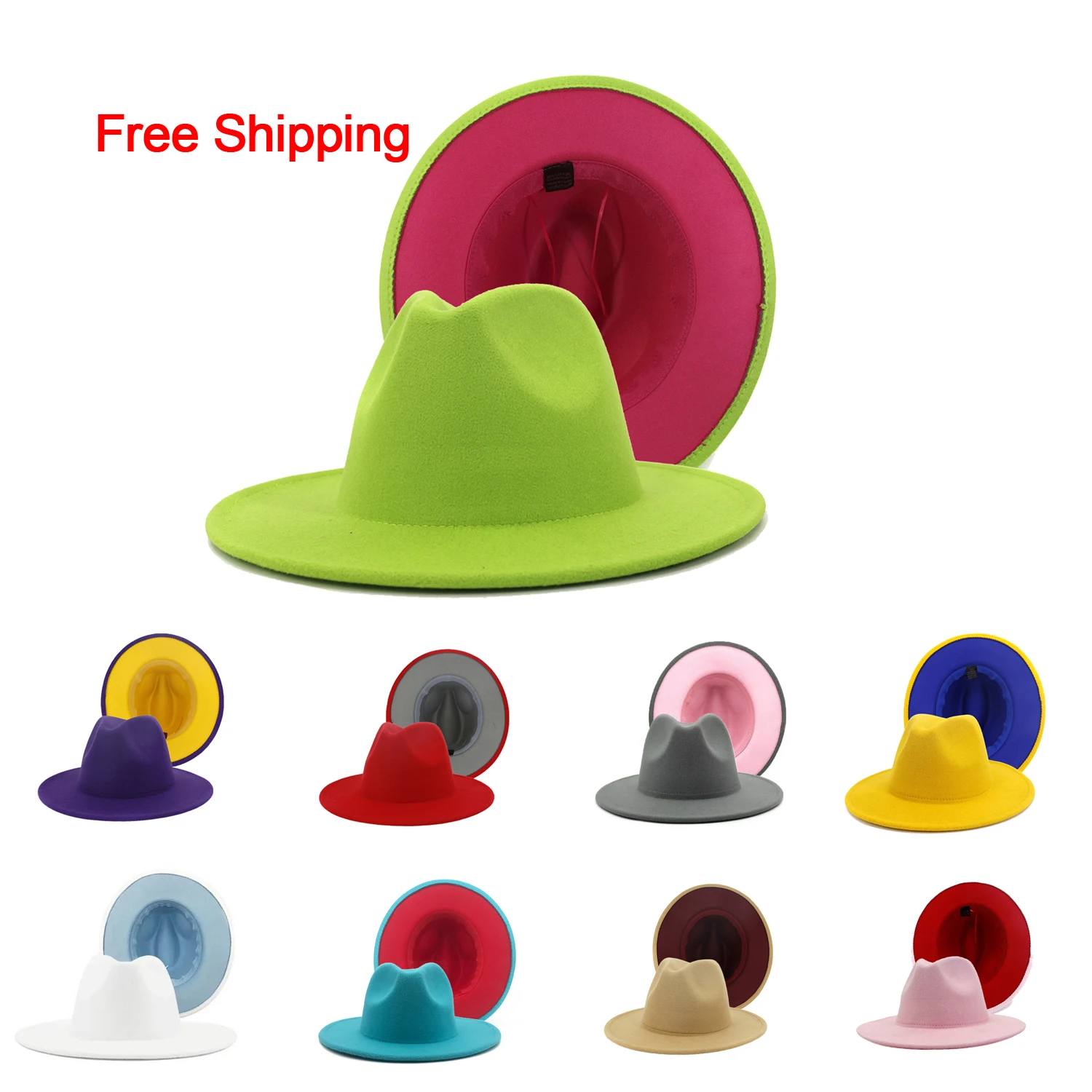 

Free shipping Dropshipping sun hat for adult kids 2021 summer winter designer wide brim 2 tone party hats men women fedora hats