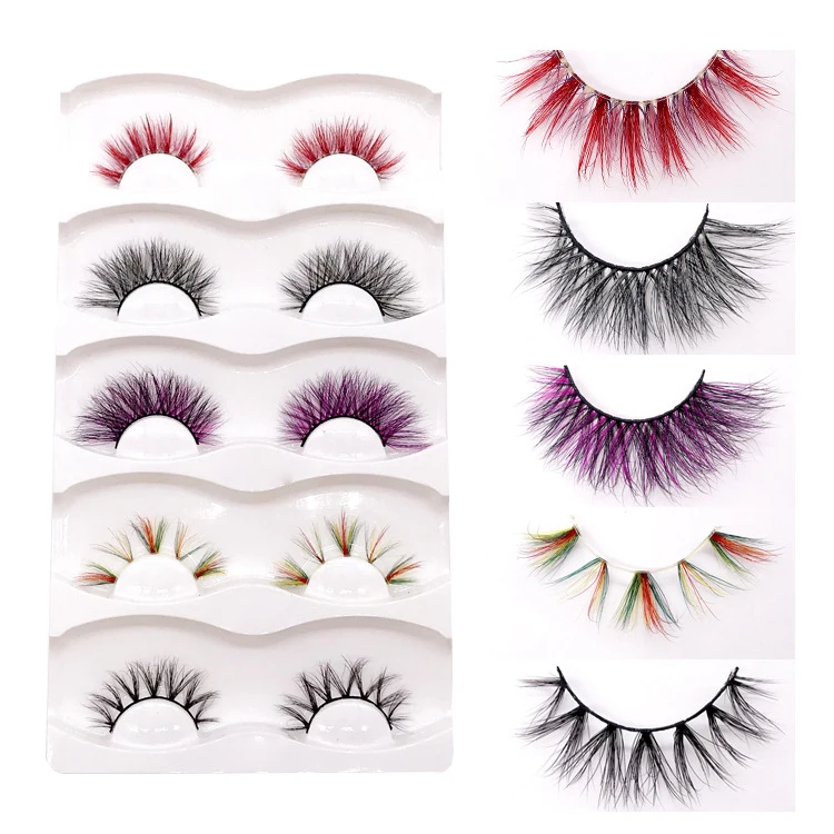 

Mink Colorful Lashes with color custom colorful lashes purple/brown/green color lashes, color eyelashes for Party, Multi color