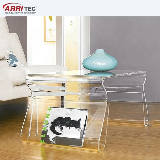 
Acrylic Square Table magazine display coffee table With Magazine Rack 