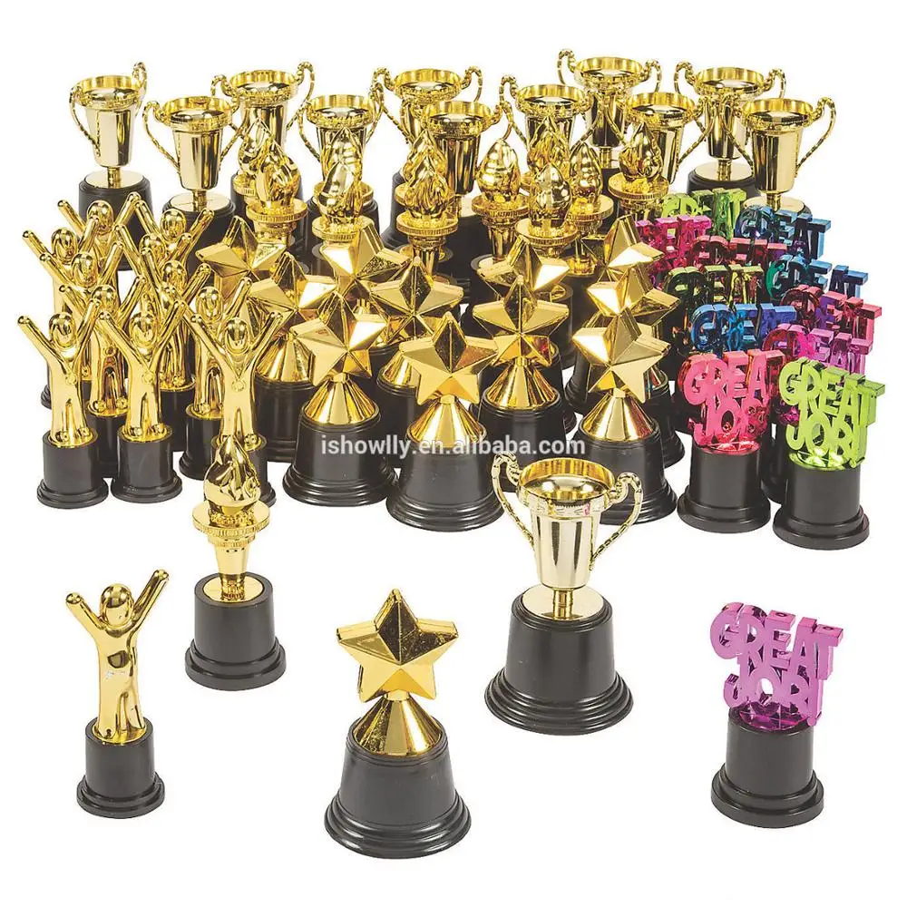 Gold Plastic Superhero Awards 1 Pc happydeals Super Hero Trophy with Cape 