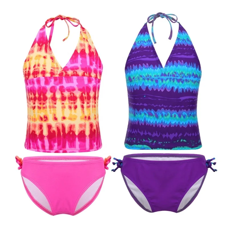 

Hot sale Girls Kids Tie-Dye 2 Pieces Swimsuit Beachwear Bathing Suits