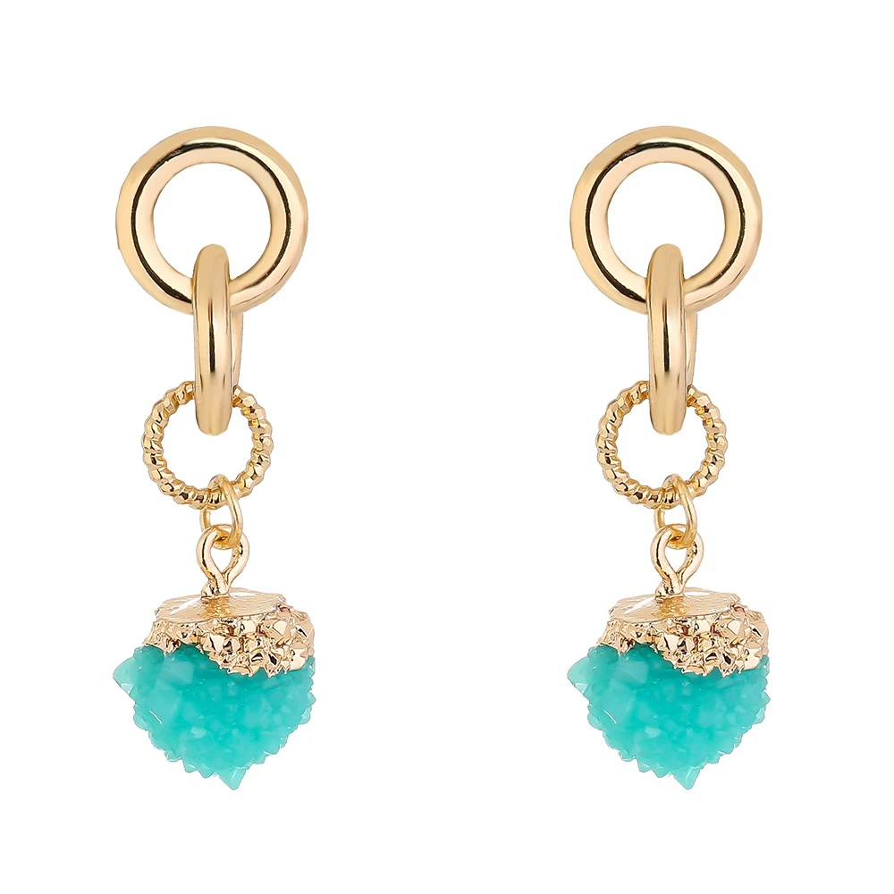 

Women's Personality Irregular Design Green Drusy Quartz Earrings