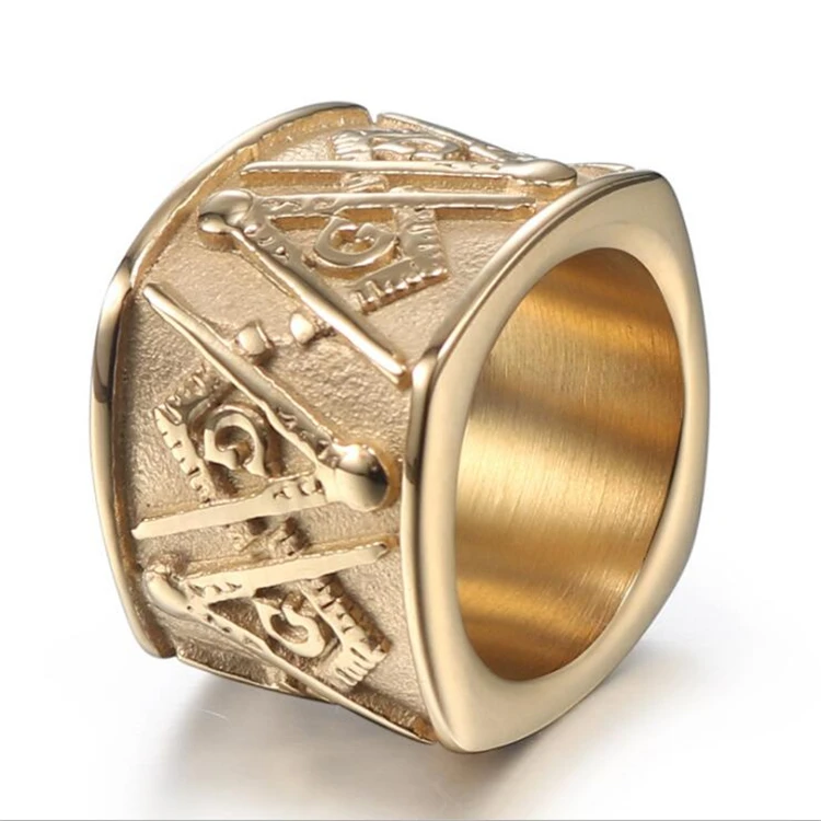 

Wholesale Custom masonic Types 316L Stainless Steel Masonic AG logo Rings For Men, Gold/silver