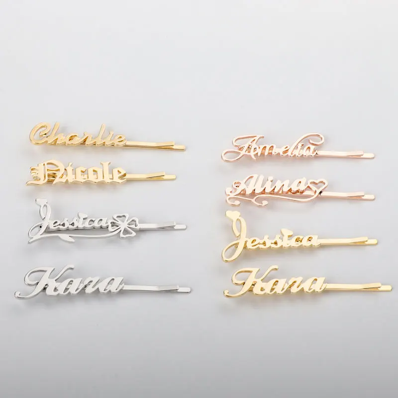 

CUSTOM name hair clips gold black word hair clip Hair pin alphabet crystal rhinestone letter Bobby pin