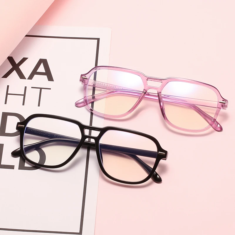 

2021New square frame thin Professional manufacturer Clear Frame One Piece Lens Anti Blue Light Blocking Eyewear Stylish Glasses