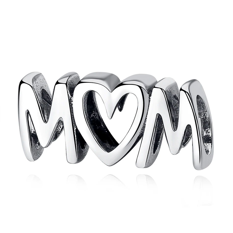 

New Arrivals 100% 925 Sterling Silver Charm Mom Silver Letter Charm Beads fit Women Fashion Jewelry Gift