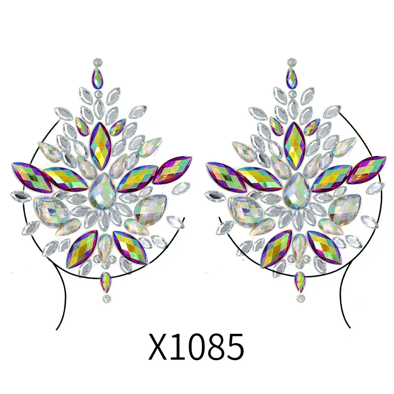 

VRIUA Shinny Sexy Rhinestone Acrylic Self-Adhesive Chest Face Jewels Body Art Gems Masquerade Eyes Jewelry Beauty Makeup Sticker