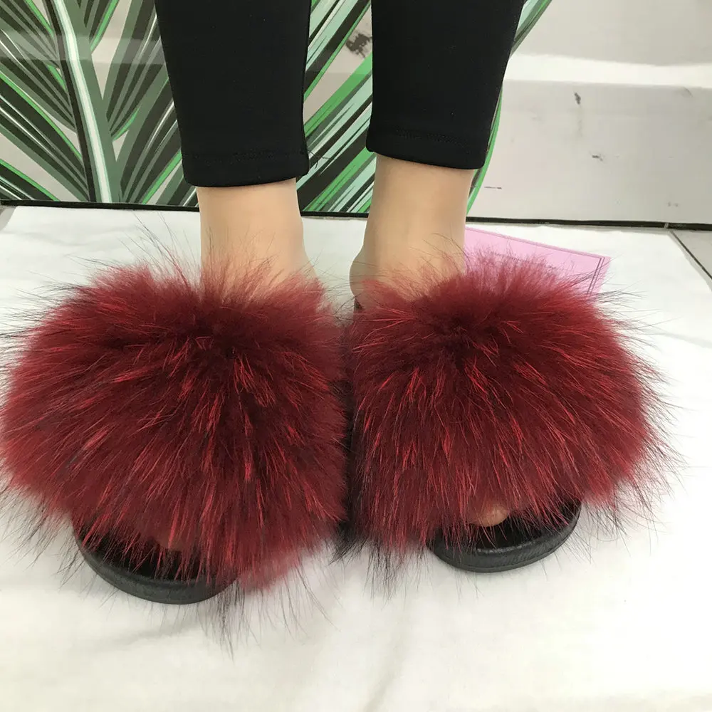 

Beautiful women's fur slippers ship from warehouse, Customized color
