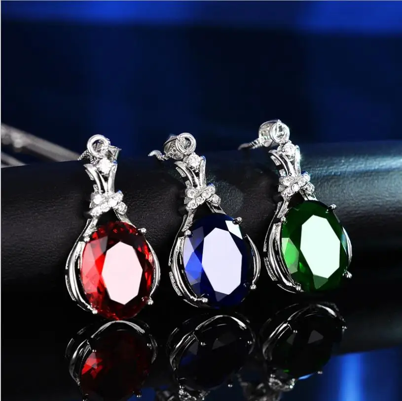 

fashion Valentine's Day Diamond Necklace 925 Sterling Silver Jewelry For Women Gift gemstone pendant necklace crystal zircon