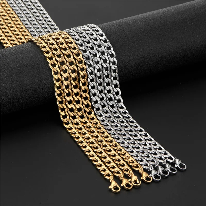 

Wholesale Men Women Stainless Steel Custom Bijoux Jewelry 18k Pvd Gold Plated Cuban Chain Necklace