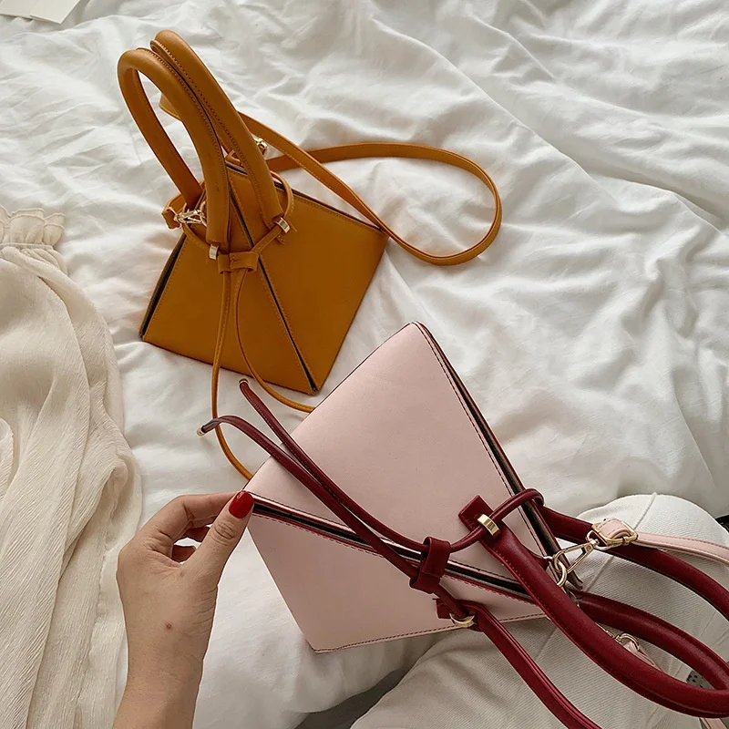 

2021 Fashion Trendy Solid PU Ladies Purses Handbags Cross Strap Shoulder Girl Phone Small jelly Bags Women Triangle Bag