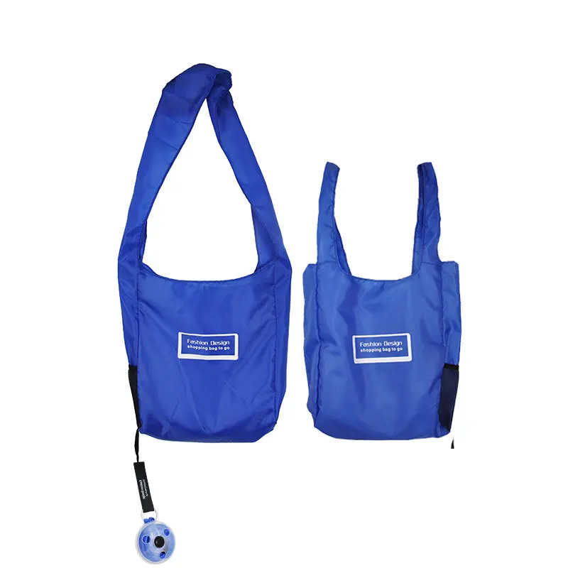 

recycled portable bioplastic keyring shopping bag pink fabric to go