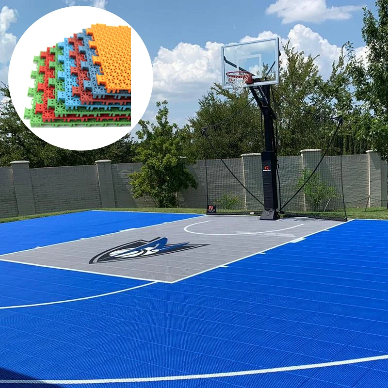 

ZSFLOOR non-silp pp interlocking outdoor basketball flooring, noise reduction backyard court floor