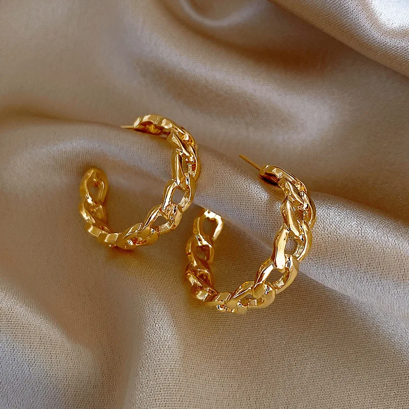 

fashion jewelry trendy 2021 cuban chain earrings