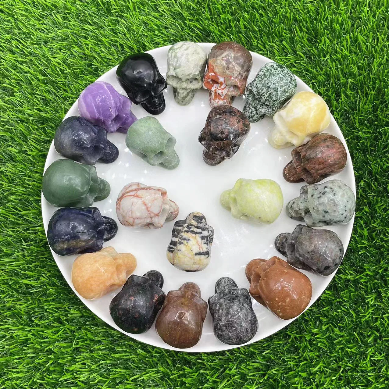 

wholesale 2inch natural stones healing gemstone Crystal skulls Carving Crafts Amethyst Crystal gifts Hallowmas