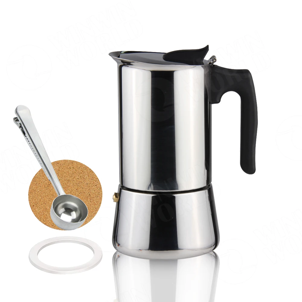 

Matte Finished Moka Coffee Stainless Steel Italian Espresso Coffee Maker, Cafetera Stovetop Espresso Cooker Moka Pot