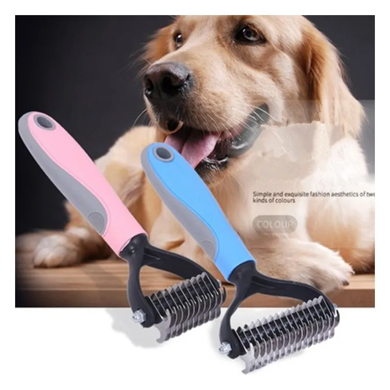 

Hair Removal Comb for Dogs Cat Detangler Fur Trimming Dematting Deshedding Brush Grooming Tool For matted Long Hair Curly Pet