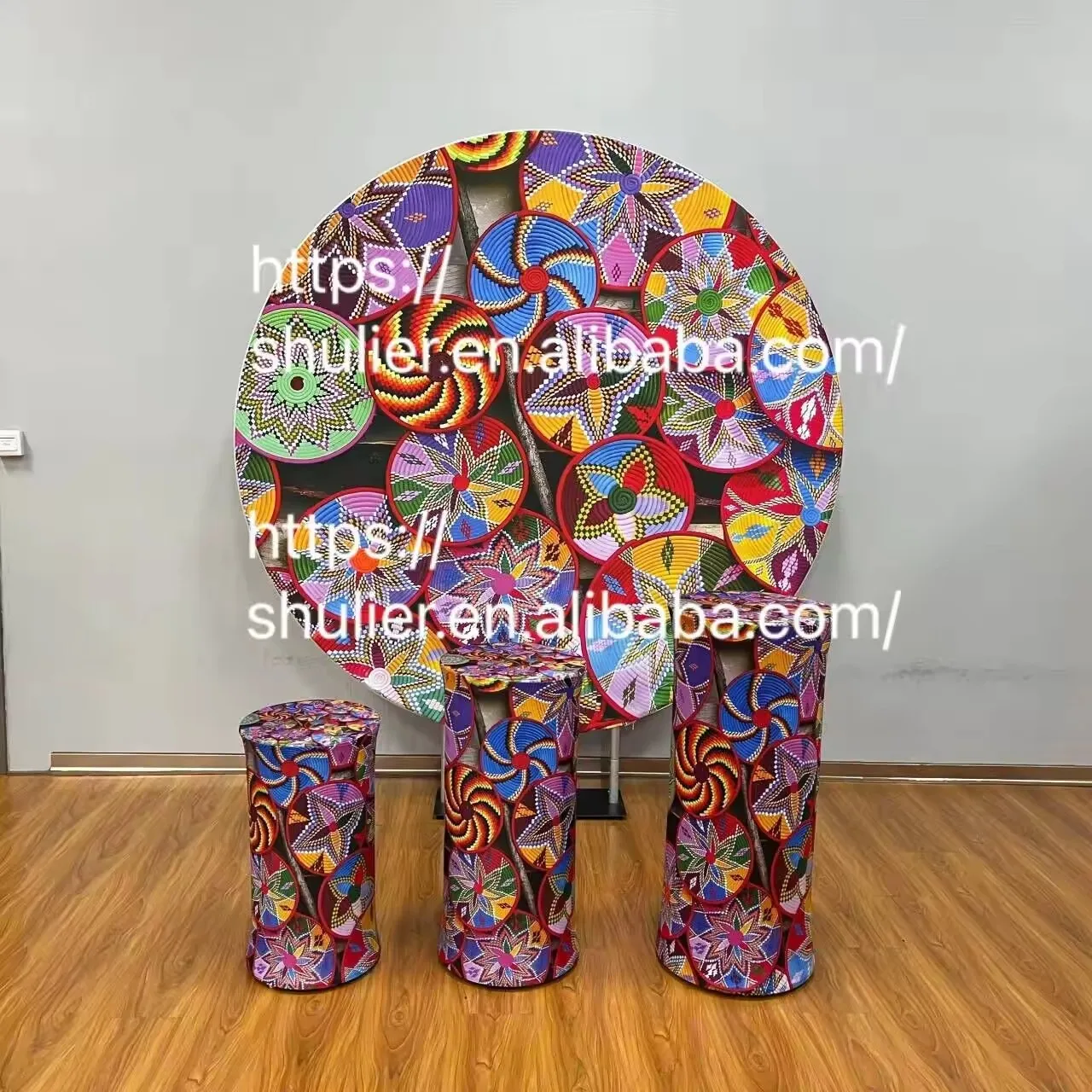 Aluminum Frame Digitally Printed Portable Ethiopian Style Wedding Party Event Round Background