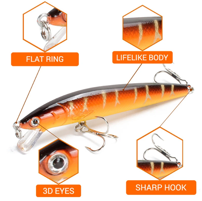 10 Colorful 95mm 7.1g Hard Bait Minnow Fishing Lures Tackle 3d Fish Eyes Cheapest Fishing Lure
