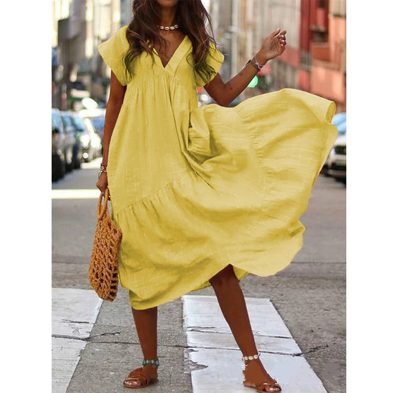 

Top Sale 2021 Summer Women Long Loose Ruffle Bandage Maxi Sexy Lady Grown Dresses, Ruffle bandage maxi dress