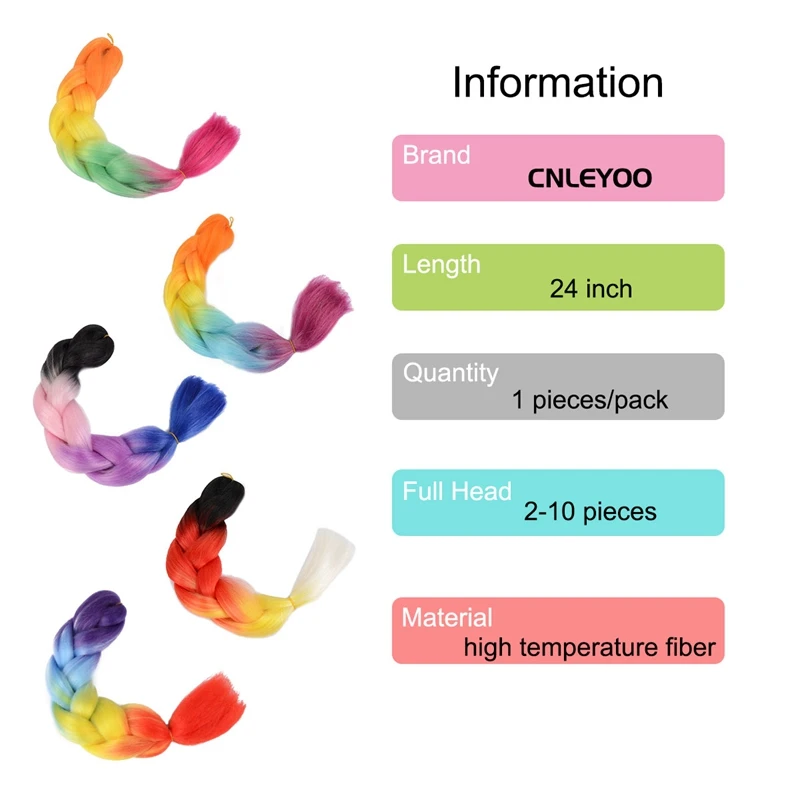 

Factory 4-Tone Jumbo Braid Hair 24 Inch 32 Inch 41 Inch High Temperature Fiber Colorful Jumbo Braiding Hair Extension, Single color, 2 tone, 3 tone, 4 tone, 5 tone
