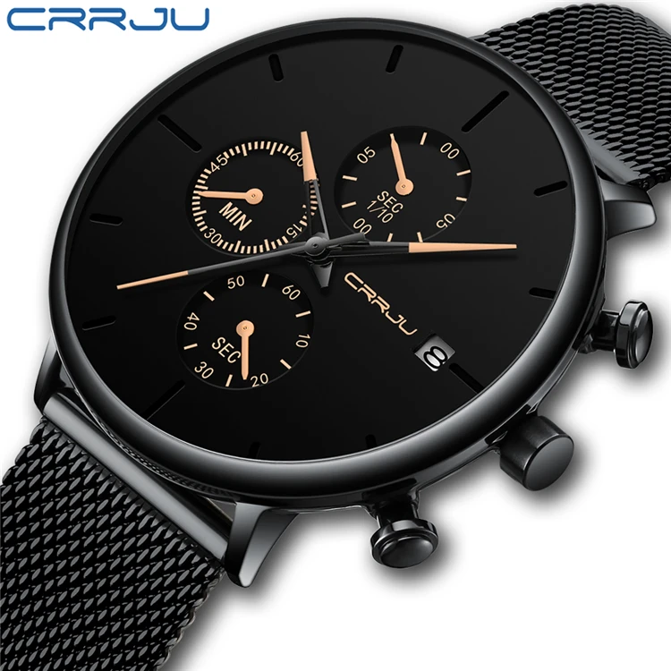 

CRRJU 2268 Top Brand Luxury Mens Watches Big Dial Sport Waterproof Relogio Masculino Stainless Steel Quartz Watch