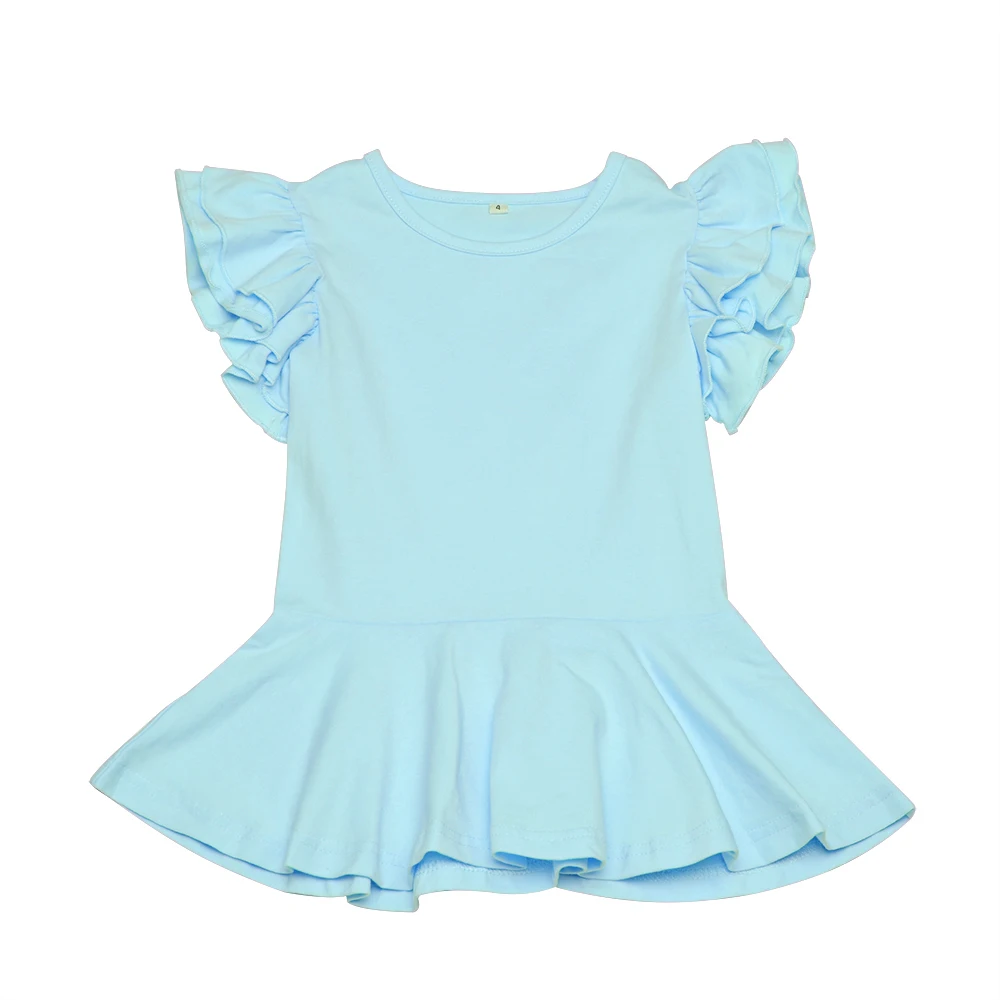 

Peplum Top Kids Cotton Cozy Children Girl Peplum Flutter Sleeve Summer Top