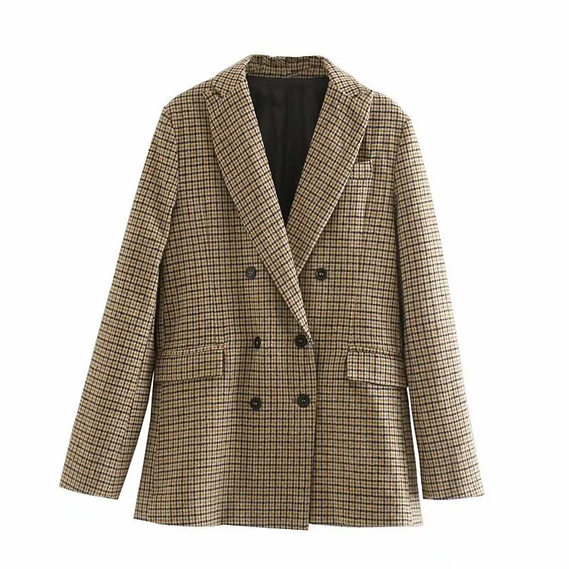 

Stock vintage style women fashion checked blazers good quality designer blazer, Print