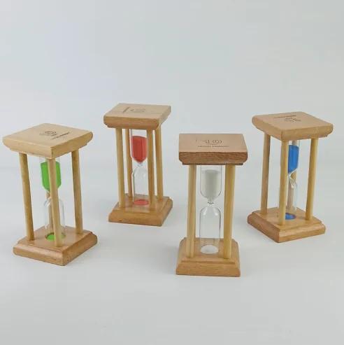 

Wholesale square shape beech 10-minute timer square hourglass creative desktop handicraft small decoration gift, Colors can be customize