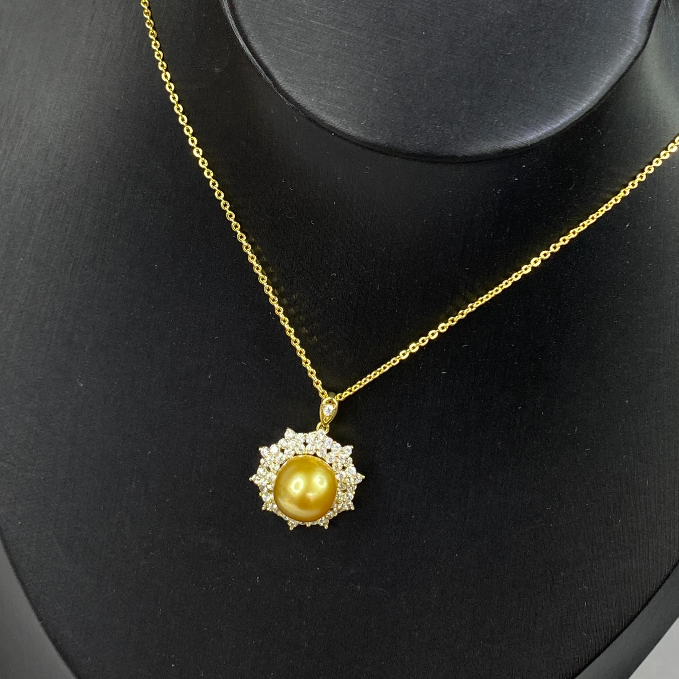 

Best Korean Style Design 11-12mm Golden South Sea Pearl snowflake Pendant Sliver 925 Engagement gift