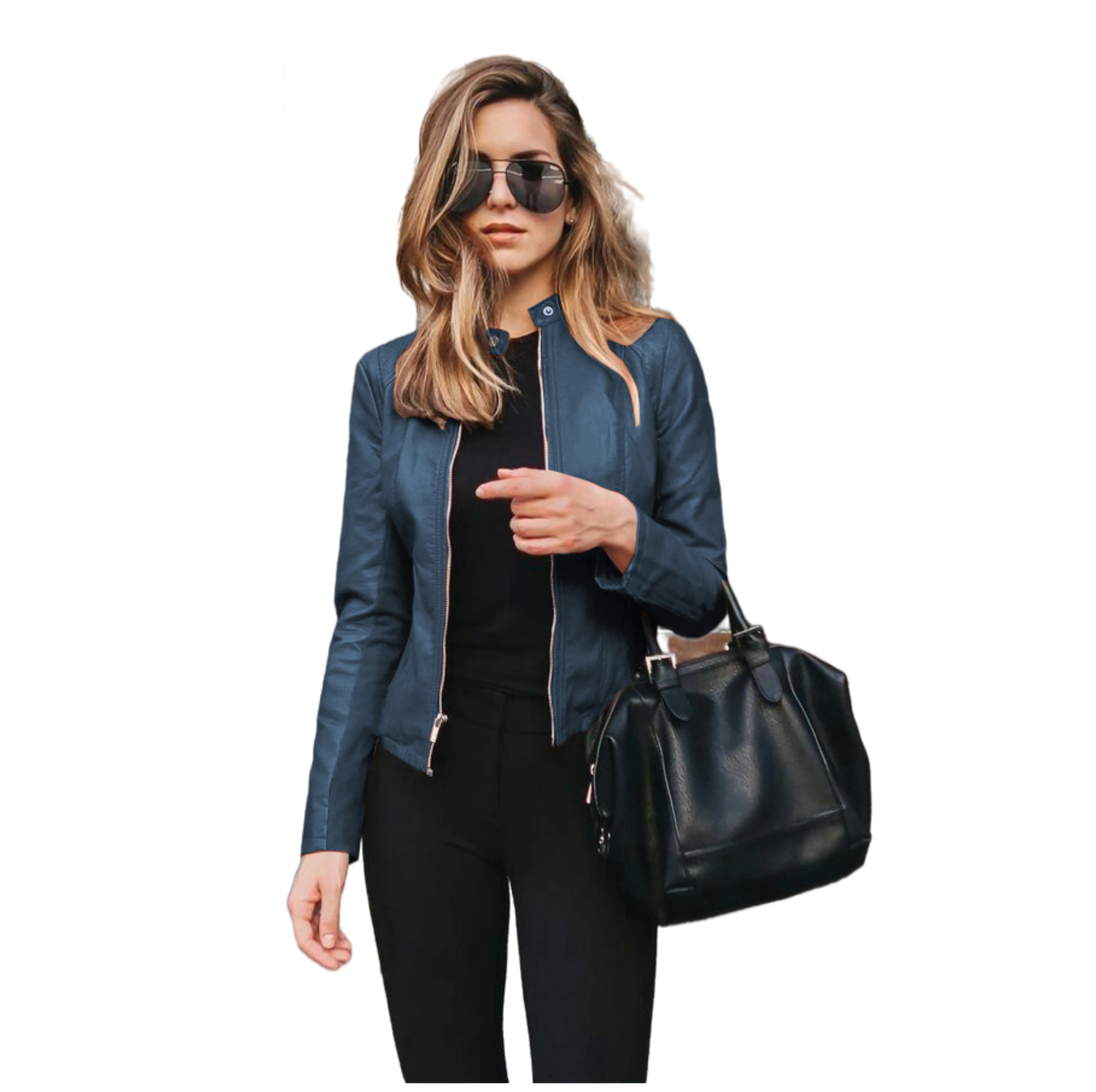 

Autumn and Winter Womans Solid Color Slim Zipper PU Leather Jacket Fashion Stand Collar Leather Short Coats, Picture