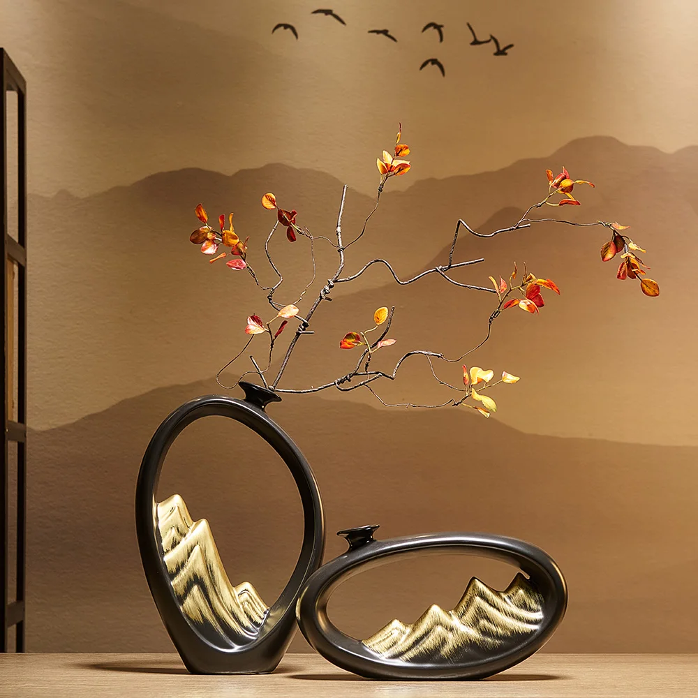 

Home Decoration Accessories Modern Luxury Chinese Zen Flower Shanzhao Ceramic Vase