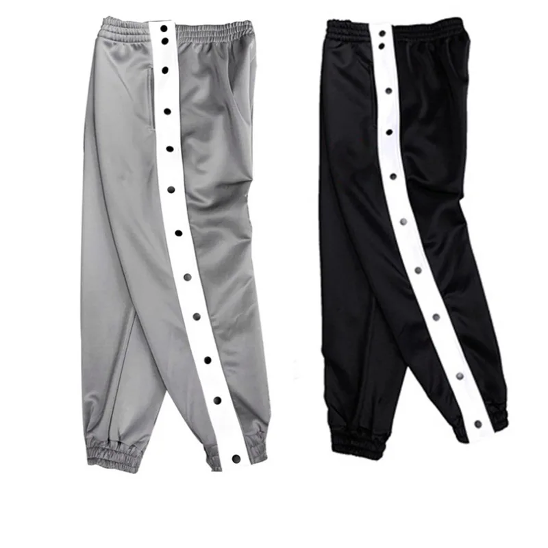 

Wholesale Quick-Release Basketball Button-Up Pants For Men Full-Button Trousers Drawstring Trousers Training Buttoned Sweatpants, Customized color