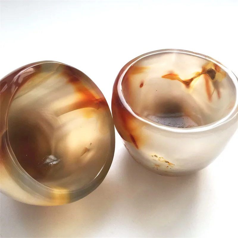 

Natural Agate Teacup Crystal Bowl Manual Carving Agate Jade Stone Cups Bowls For Special Christmas Gift