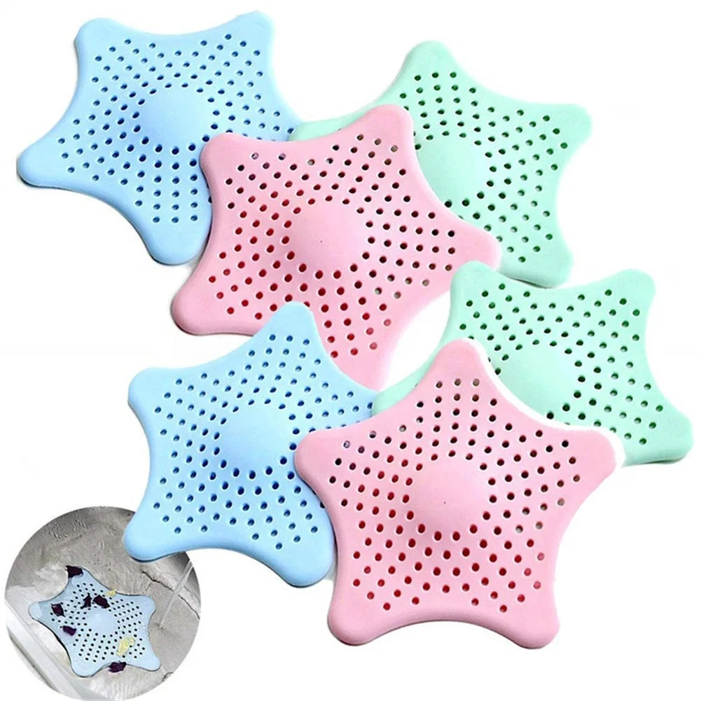 

New Push Silicone Five-Pointed Star Filter Soft Drain Filter For Household Kitchenware, Red,yellow,green,blue,purple, black, white, or custom filter