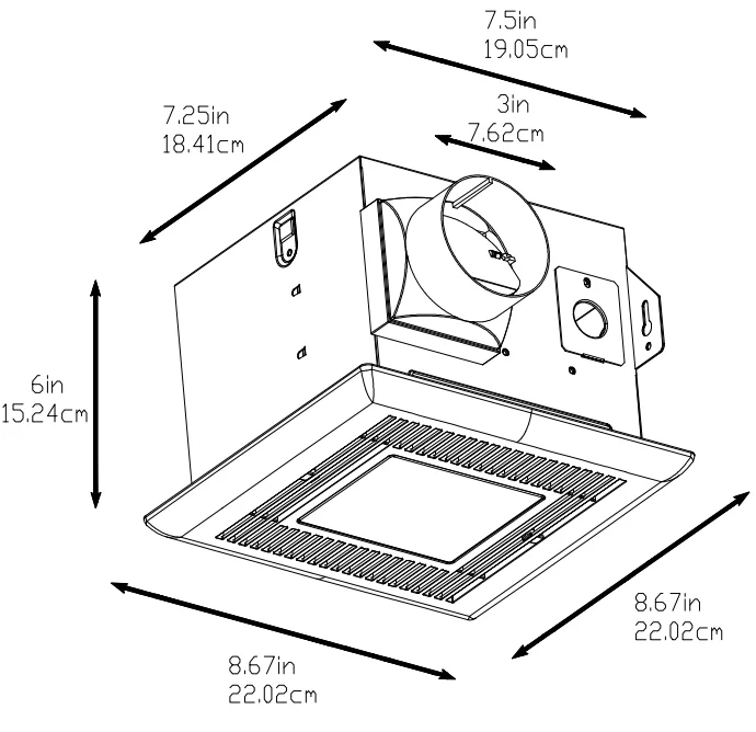 LED light bathroom ventilation exhaust fans 70CFM super quiet with