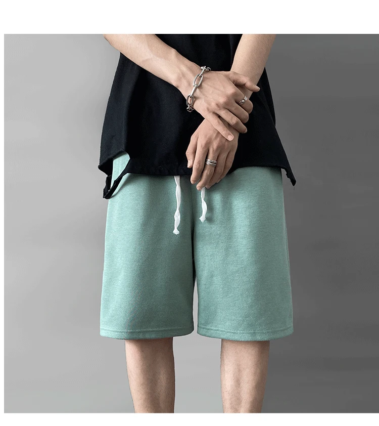 

95% Cotton 5% Spandex Mens Jogger Shorts Summer Street Wear Boys Men High Waisted Gym Drawstring Sweat Dry Blank Cotton Shorts, Picture
