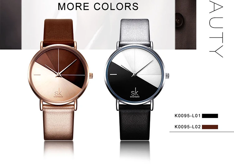 SHENGKE SK0095  2019 New Product Lady's Quartz Movement Fashion Simple Style  Leather Band Watch