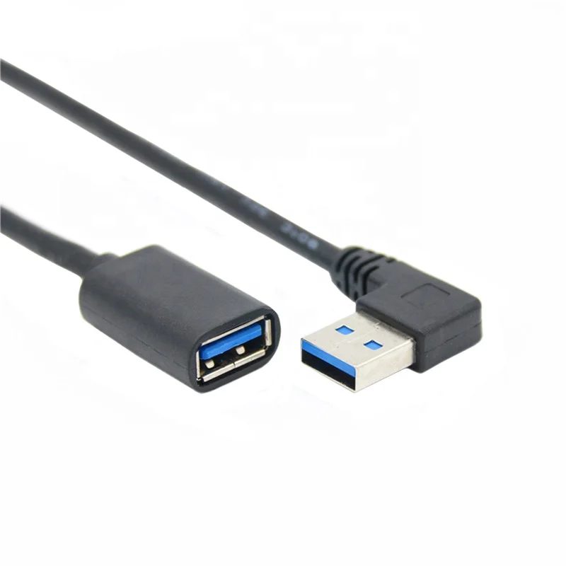 

Super Speed 5Gbps USB Data Charging Cables USB 3.0 Left Angled 90 Degree Male To Female Extension Cable, Black
