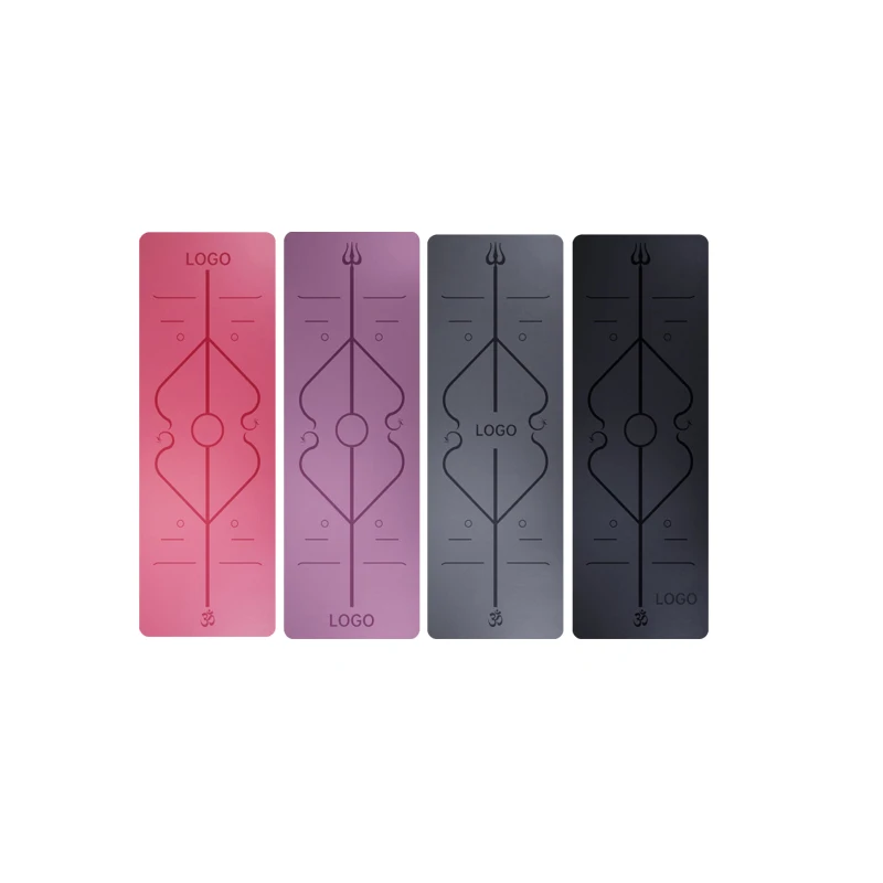 

RTS natural PU rubber yoga mat with guide line co-friendly washable non slip fitness pilates yoga mat, Gray/black/pink/purple
