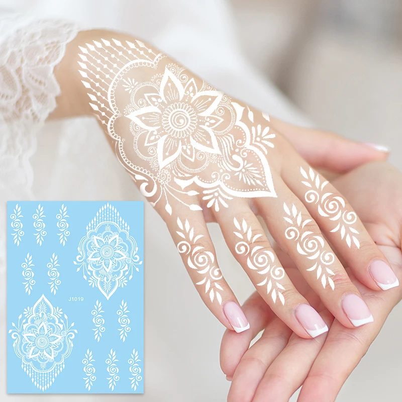 

Factory Supply White Lace Hanna Tattoo Water Transfer Paper Black Temporary Tattoo stickers