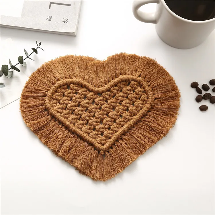

Factory supplier with manufacturer price boho coasters macrame coaster set coffee cup mats, 7 color