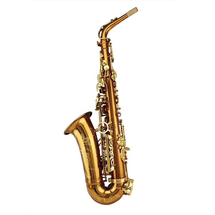 

Wholesale Professional Musical Instrument Alto Saxophone For Concert Performance alto saxophone in coffee gold color oem