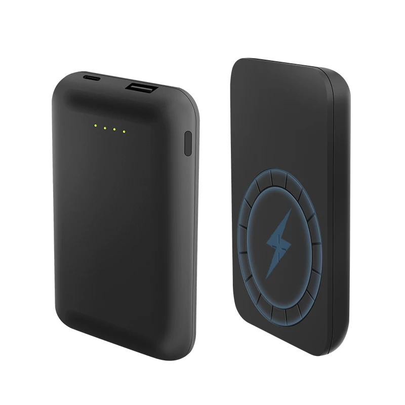 

best suction powerbank wireless station magnetic multifunction power bank 2021 mini powerbank with suction cups for mobile, Black white
