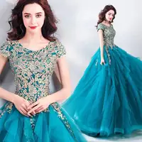 

Elegant peacock blue dress evening gown ball gowns for women