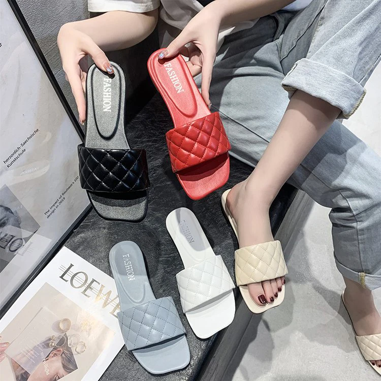 

Wholesale Square Head Sandals New Slippers For Women 2022 Summer Ladies Shoes Flat