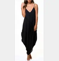 

American women's suspender Jumpsuit V-neck sexy loose lantern pants dress