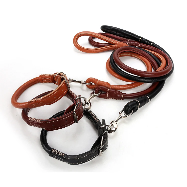 

Nylon Leather Dog Collar Leash Set Pet Leash, Customized color