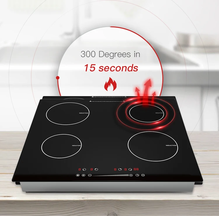 Builtin 4 Burner 6000w Induction Stove Combo Radiant Digital Display