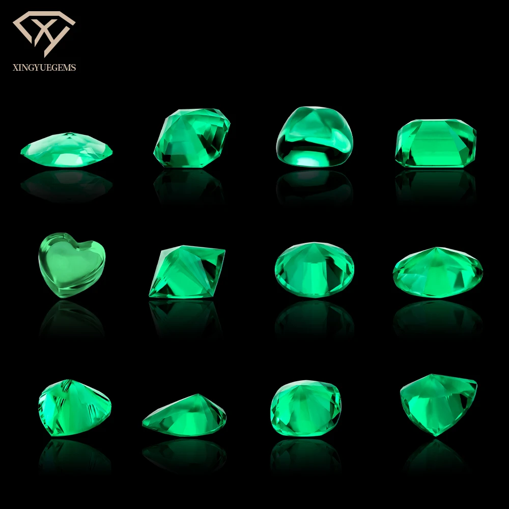 

Best price per carat 0.05-10ct round heart pear synthetic loose gemstones stone green hydrothermal lab-grown colombian emerald